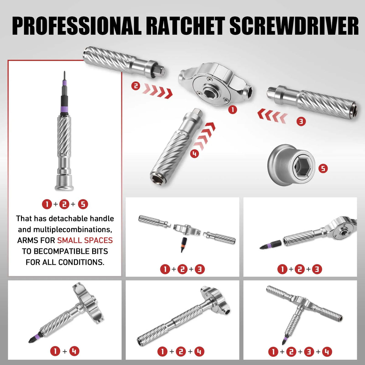Precision 24/40/66in1 Magnetic Ratchet Screwdriver Set Detachable T-Handle Magneticizer Fix Furniture, Electronics & Glasses
