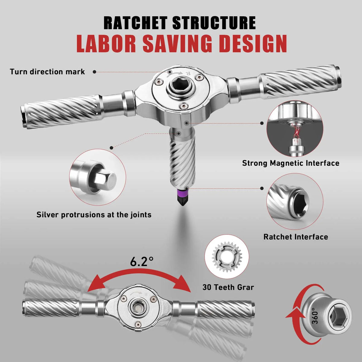Precision 24/40/66in1 Magnetic Ratchet Screwdriver Set Detachable T-Handle Magneticizer Fix Furniture, Electronics & Glasses